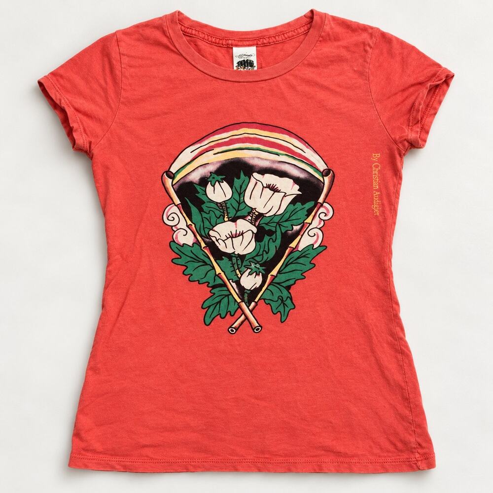 Vintage Ed Hardy Bamboo Stick Tee Womens M Y2K Christian Audigier USA